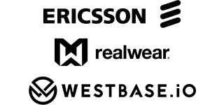 Ericsson, Realwear and Westbase logos